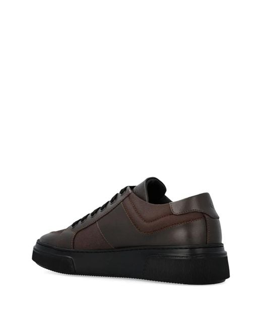 Giorgio Armani Black Logo-Embellished Leather Sneakers for men