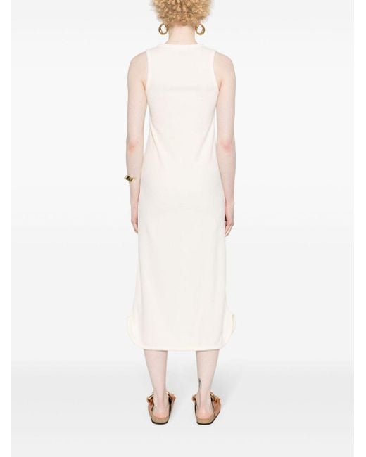 Robe longue en coton à logo appliqué Jil Sander en coloris White