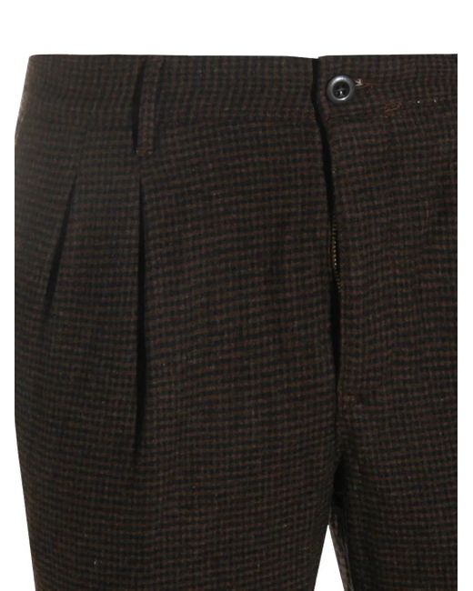 Incotex Gray Pleated Check Trousers for men