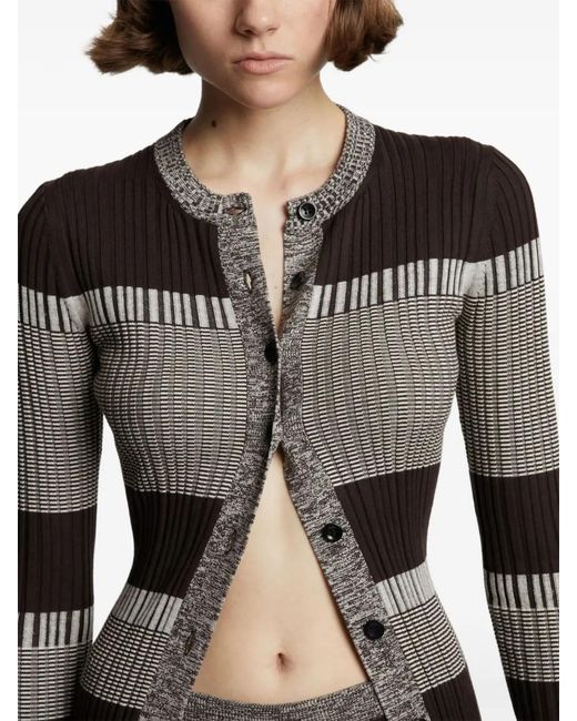 Proenza Schouler Black Mini Stripe Long-sleeve Cardigan