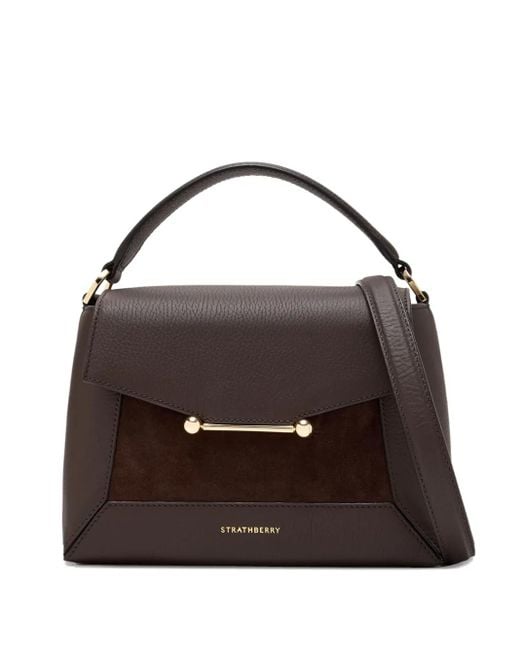 Strathberry Black Kleiner Mosaic Tote Bag aus Wildleder