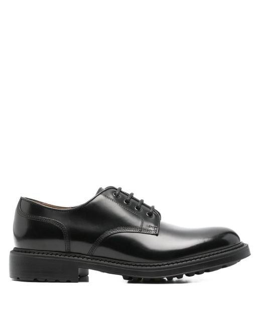 Doucal's Black Lace-Up Leather Derby Shoes for men