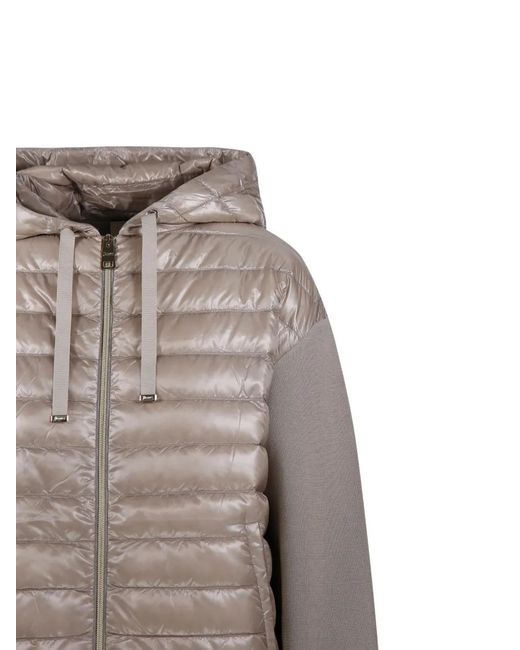 Herno Gray Hooded Quilted Jacket