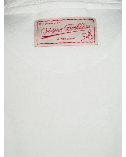 Victoria Beckham White Chest-Pocket Polo Top