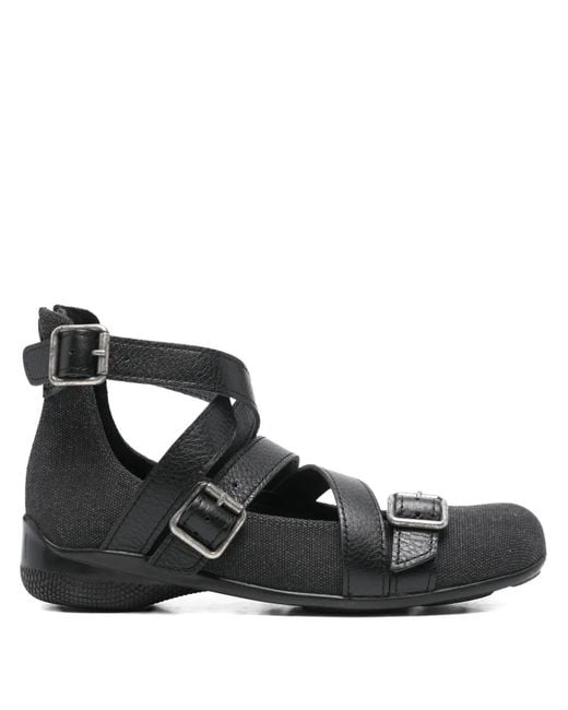 OPEN YY Black Cross-Band Ankle Ballet Flats