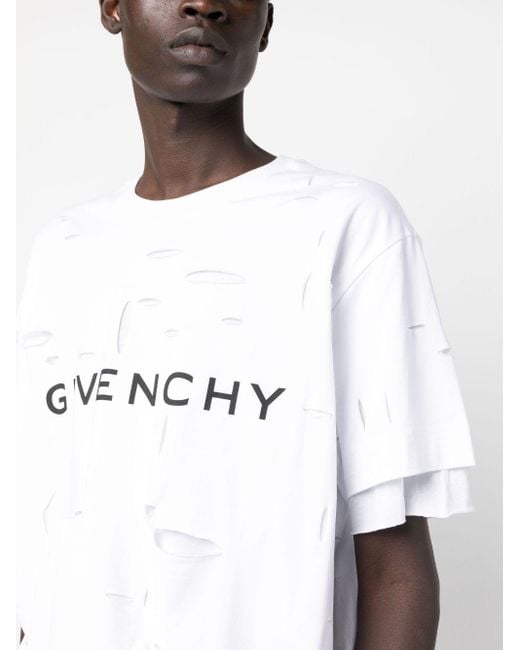 メンズ Givenchy ダメージ Tシャツ White