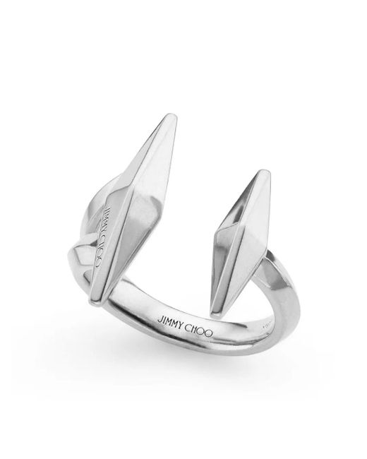 Jimmy Choo White Logo-Engraved Open Ring