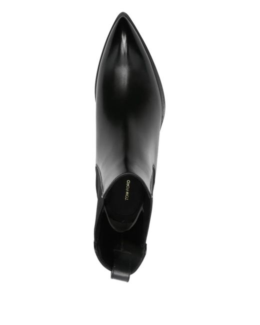 Tom Ford Black Burnished Leather Chelsea Boots for men