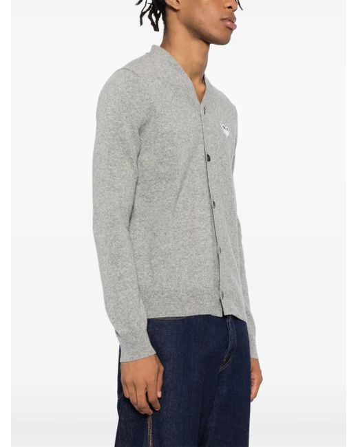 COMME DES GARÇONS PLAY Gray Heart-Motif Wool Cardigan