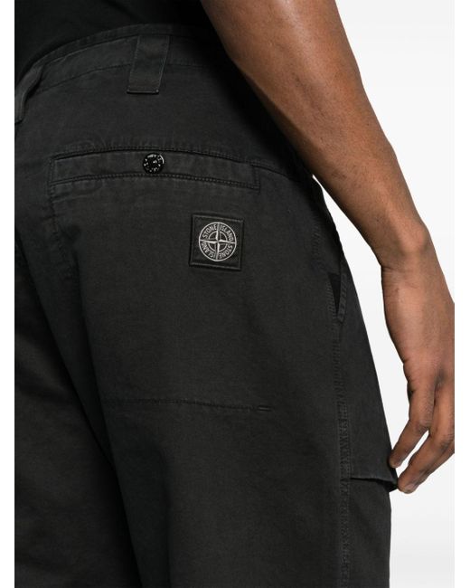 Stone Island Black Compass-appliqué Straight-leg Trousers for men