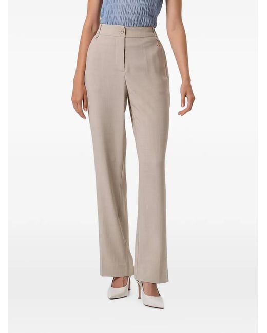Fracomina Natural Logo-Plaque Straight-Leg Trousers