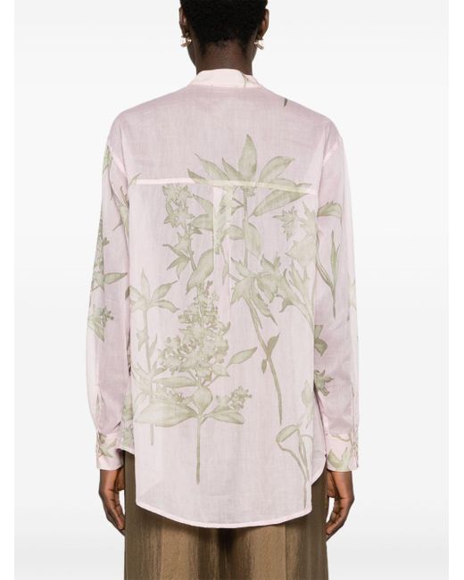 Forte Forte White Semi-transparente Bluse mit Blumen-Print