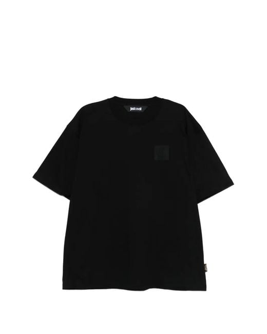 Just Cavalli Black Logo Patch T-Shirt for men