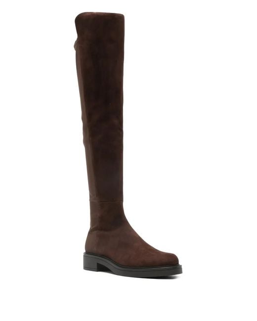 Stuart Weitzman Brown Suede Stretch-Knit Boots