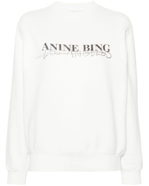 Anine Bing White Sweatshirt mit Logo-Print