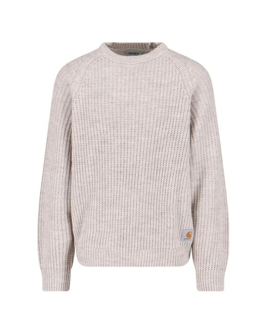 Carhartt White Firth Chunky-Knit Raglan-Sleeve Sweater for men
