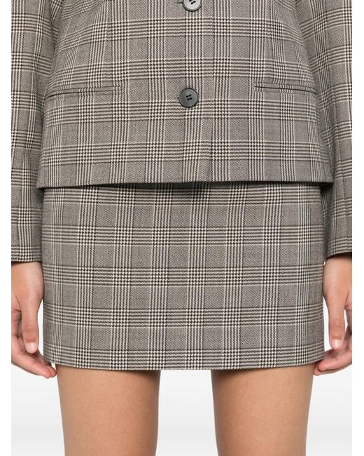 A.M.G Gray Checked-Pattern Mini Skirt