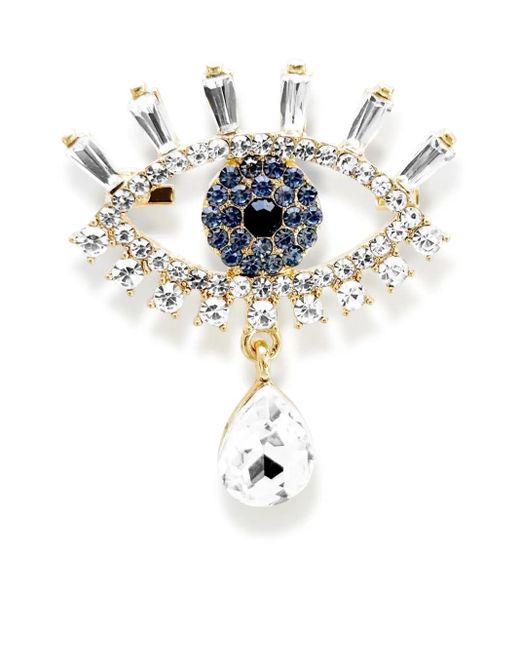 Hzmer Jewelry White Evil Eye Brooch