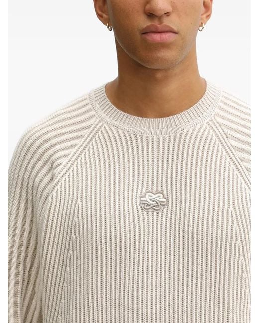 Filling Pieces White Ribbed Sweater for men