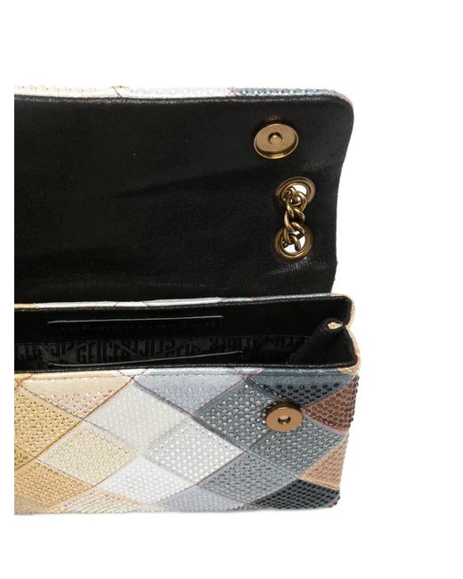 Kurt Geiger Natural Medium Kensington Embellished Diamond Shoulder Bag