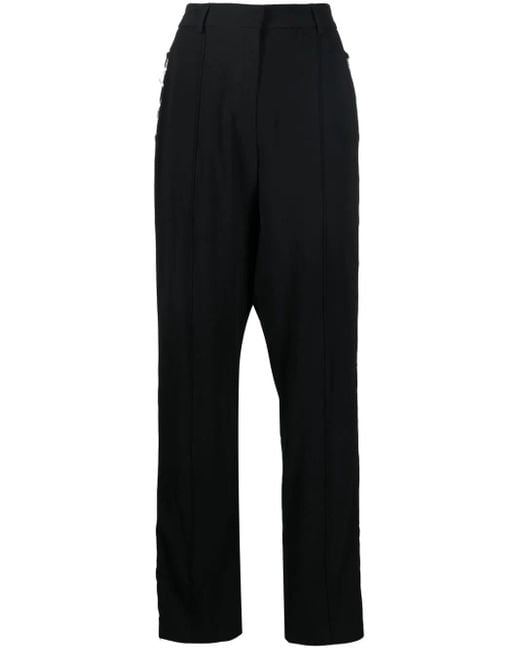 GIUSEPPE DI MORABITO Black Lace-Up Detail Straight-Leg Trousers