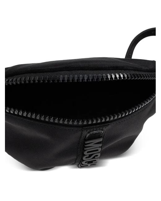 Moschino Black Logo Zip Belt Bag for men