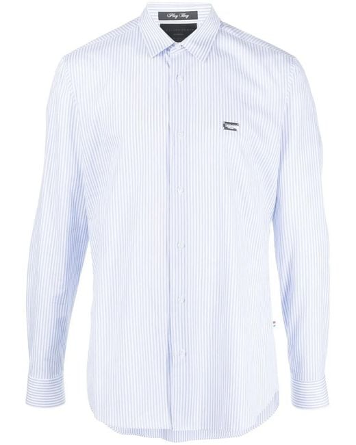 Philipp Plein White Graphic-Print Striped Shirt for men