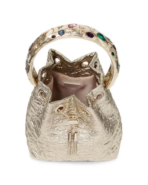 Jimmy Choo White Bon Bon Bucket Bag