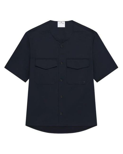 Courreges Blue Collarless Shirt for men