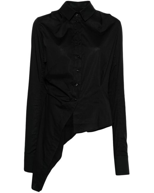 Camisa asimétrica de popelina Marc Le Bihan de color Black
