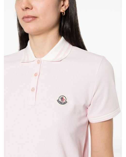 Moncler Poloshirt Met Logopatch in het Pink
