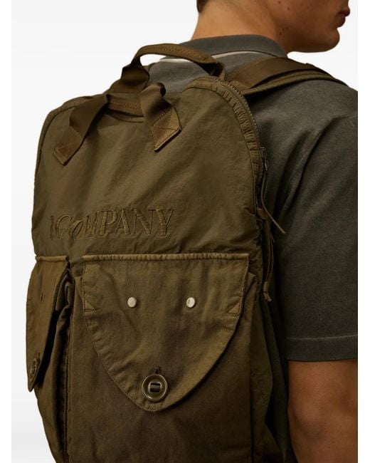 C P Company Brown Panama-R Mixed Zip Backpack for men