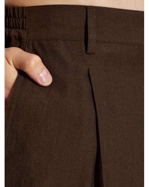 MM6 by Maison Margiela Brown Creased-Finish Straight-Leg Trousers for men