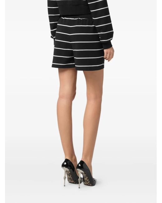 Philipp Plein Black Striped Shorts