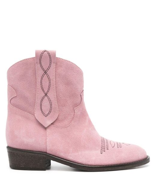 Via Roma 15 Pink Suede Ankle Boots