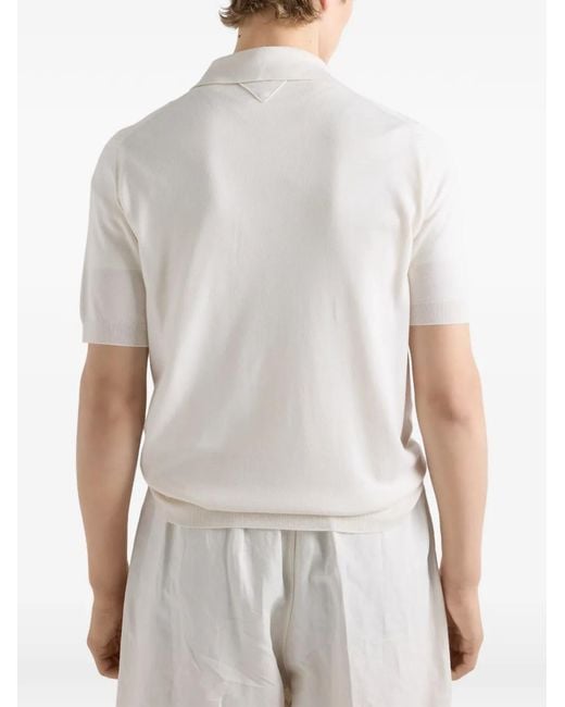 Prada White Cashmere And Silk Polo Shirt for men