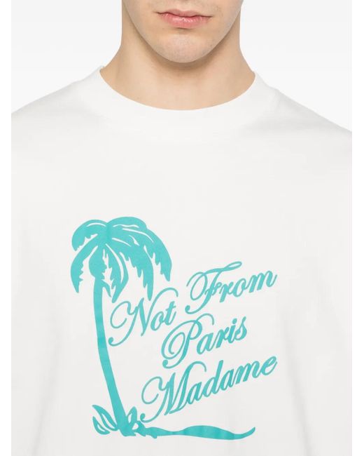 Drole de Monsieur Blue T-Shirt Slogan Palmiers for men