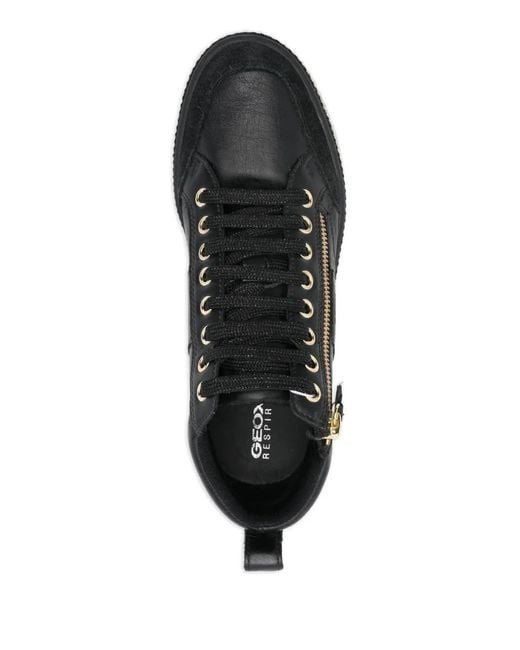 Geox Black Leelu Zip-Up Embellished Sneakers