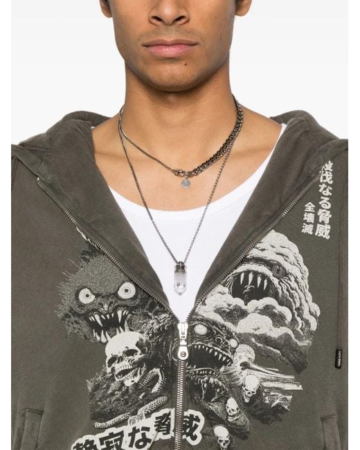 LỰU ĐẠN Gray Padded Hoodie for men