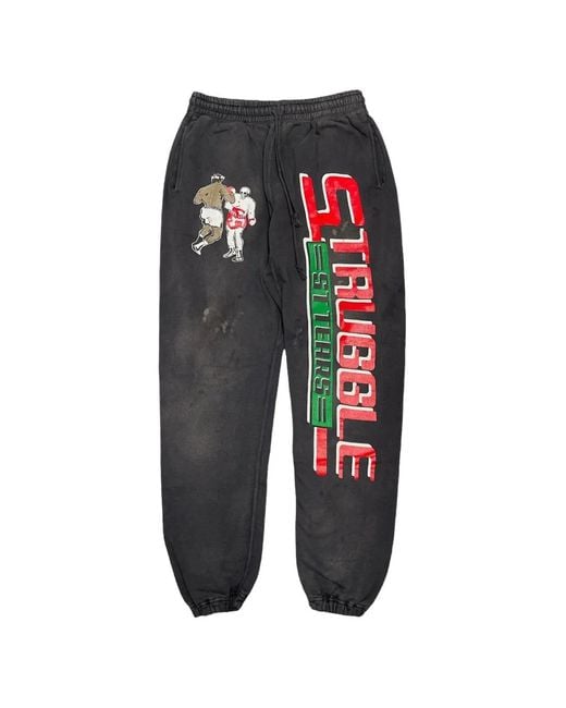 DENIM TEARS Black X Saint Michael Struggle Logo Sweatpants for men
