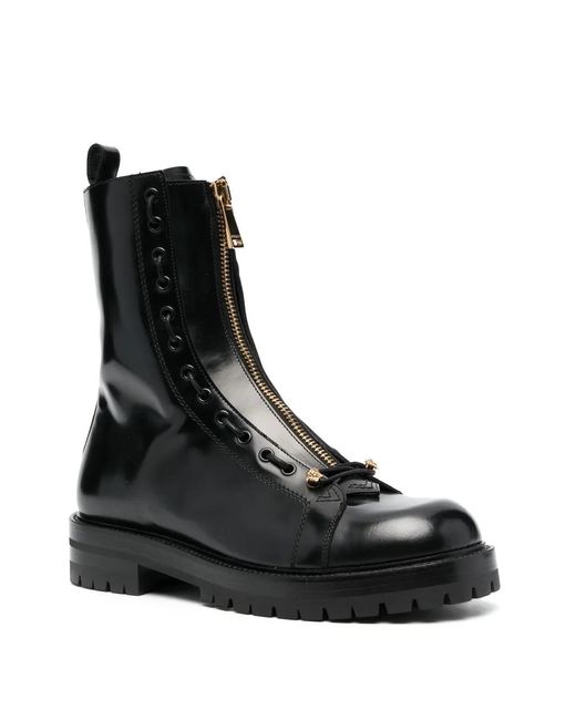 Versace Black Zip-Up Leather Boots for men