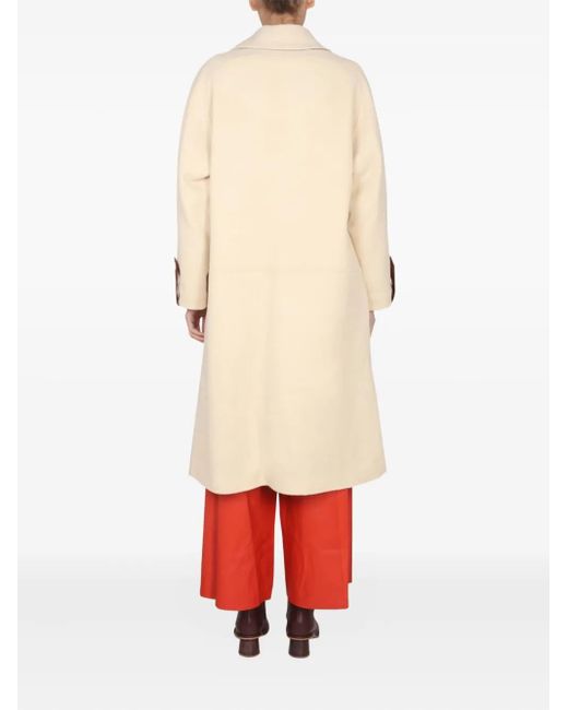 Alysi White Button-Cuff Wool-Blend Coat