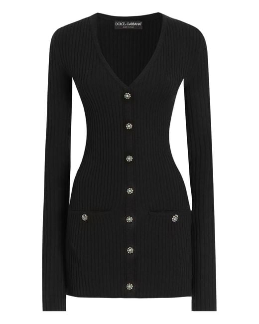 Dolce & Gabbana Black Button Ribbed Jacket