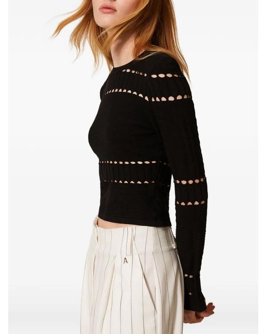 Twinset Black Fitted Jumper With Openwork