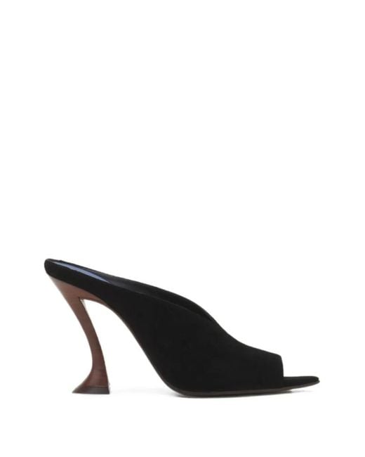 Lanvin Black Mules Midnight Step En Daim