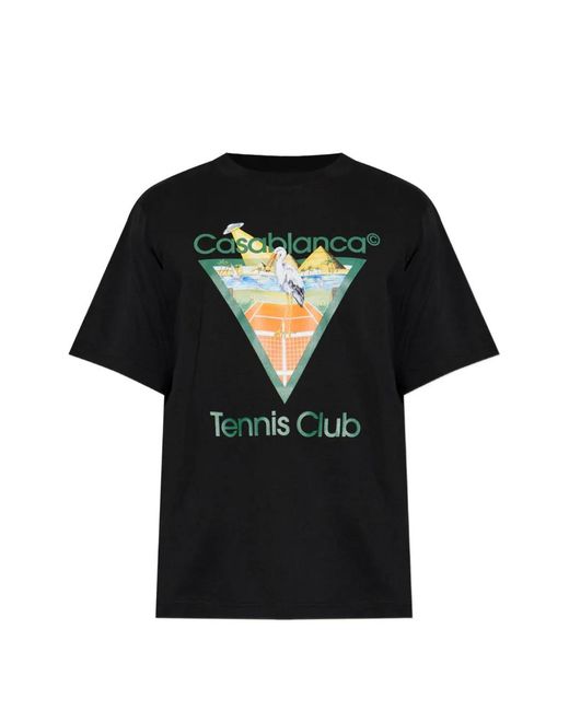 Casablanca Black Tennis Club Graphic-Print T-Shirt for men
