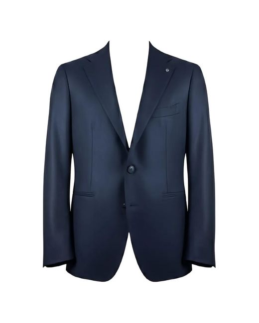 Tagliatore Blue Buttoned Shawl-Collar Blazer for men