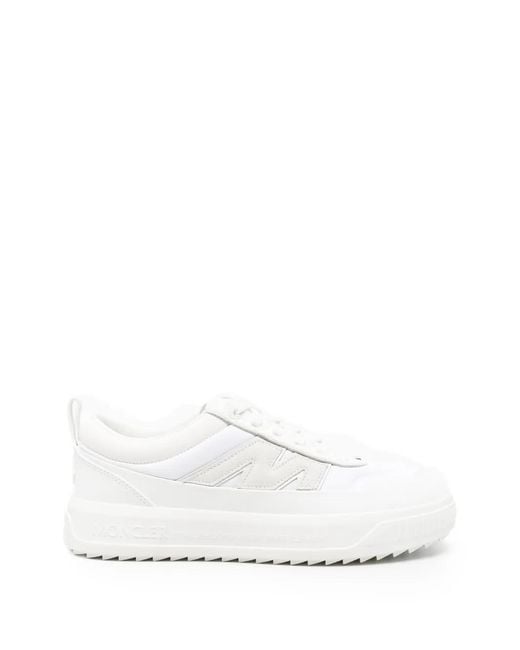 Moncler White Logo-Embossed Ridged-Sole Sneakers for men