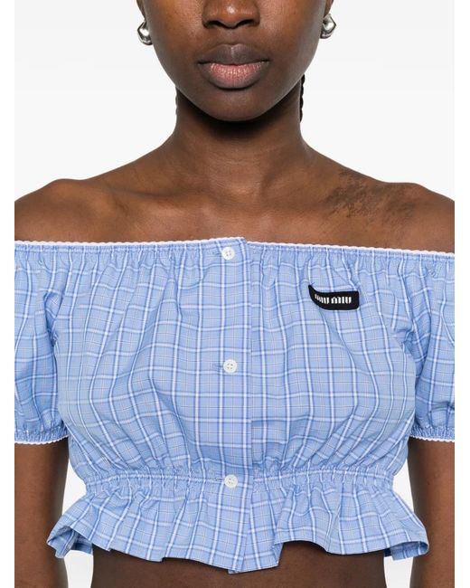 Miu Miu Blue Chemise À Carreaux