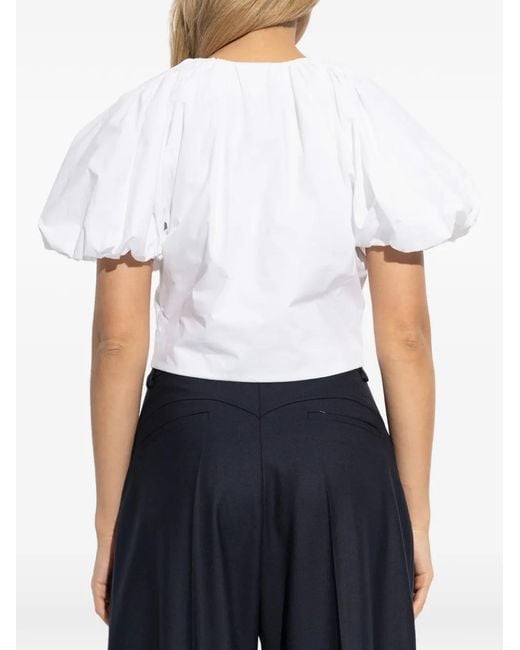 FRAME White Puff-Sleeve Buttoned Top